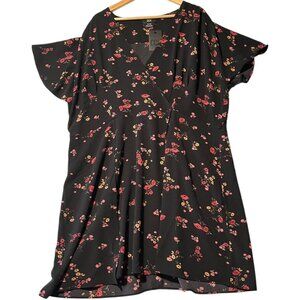 City Chic CCX‎ Women's XL/22 Floral Short Sleeve Short Dress Casual Wrap V-neck